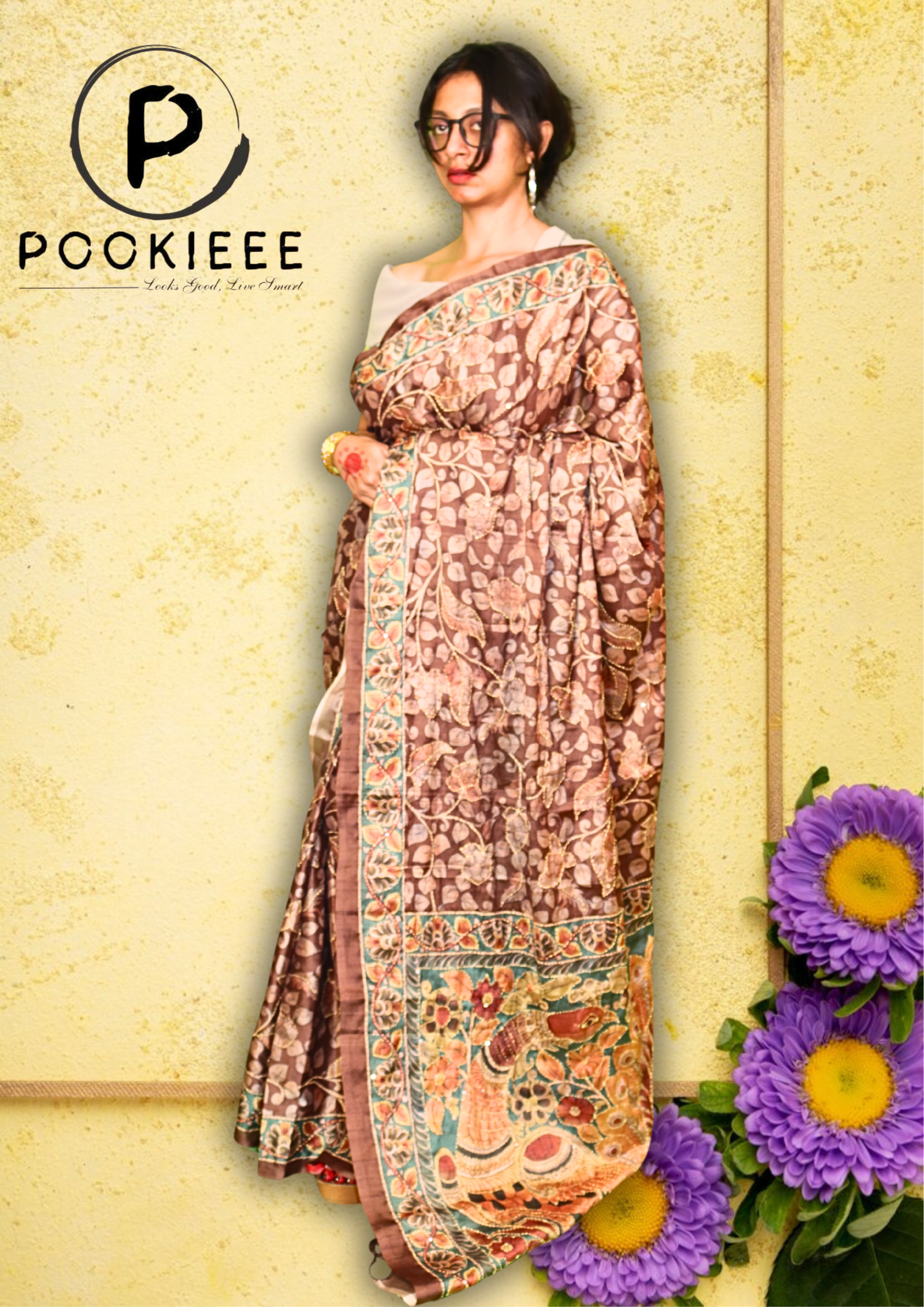 Tasar Katha Saree with Blouse Piece – Full Embroidery Work